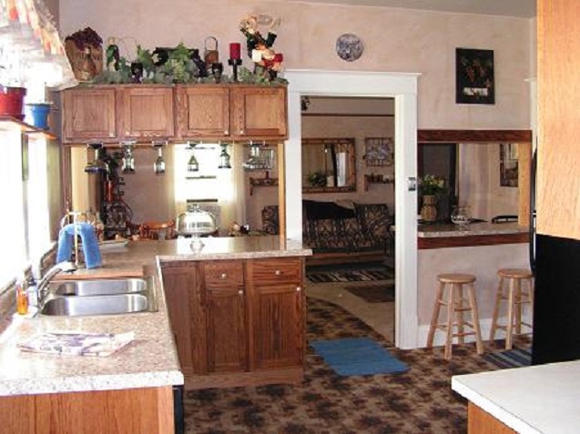 The view into the newly remodled kitchen from the back door.